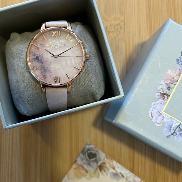 OLIVIA BURTON WATCH WITH 38MM SEMI PRECIOUS STONE FACE WITH FLORALS. - Picture 3 of 6